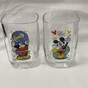 Vintage Walt Disney World McDonalds Celebration Glasses Mickey Mouse Year 2000